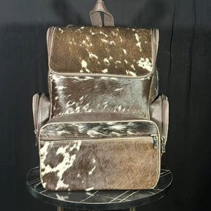 Handmade Cowhide Leather Backpack: Western Hair-On Hide Rucksack