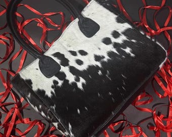 Cowhide Hair-On Leather Tote Bag: Western Shoulder Purse