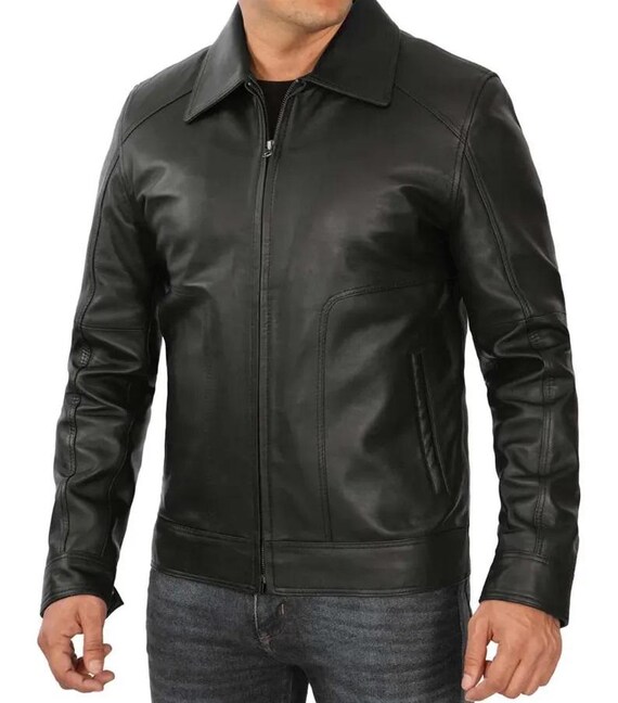 Men's Genuine Lambskin Leather Harrington Jacket – Vintage Biker
