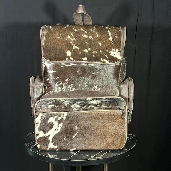 Handmade Cowhide Leather Backpack: Western Hair-on Hide  display picture 1