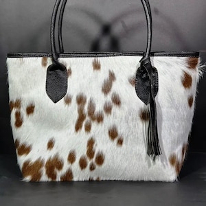 Cow Hair Leather Tote Bag: Boho Chic Cowhide Shoulder Bag