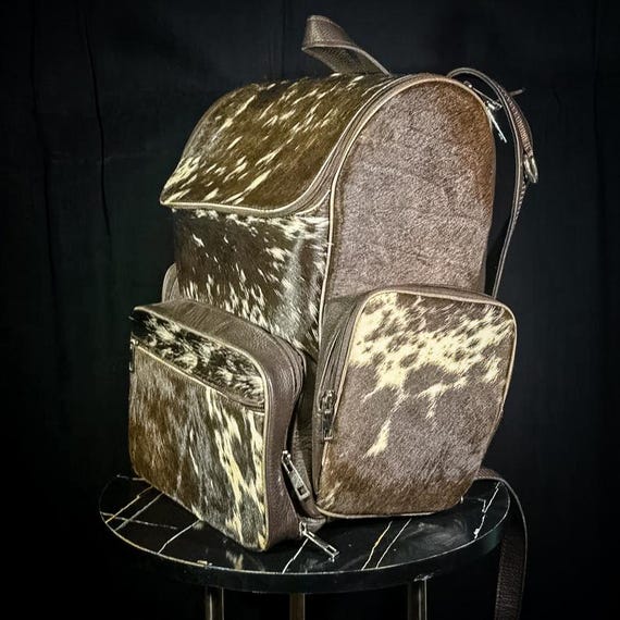Handmade Cowhide Leather Backpack: Western Hair-on Hide  display picture 3