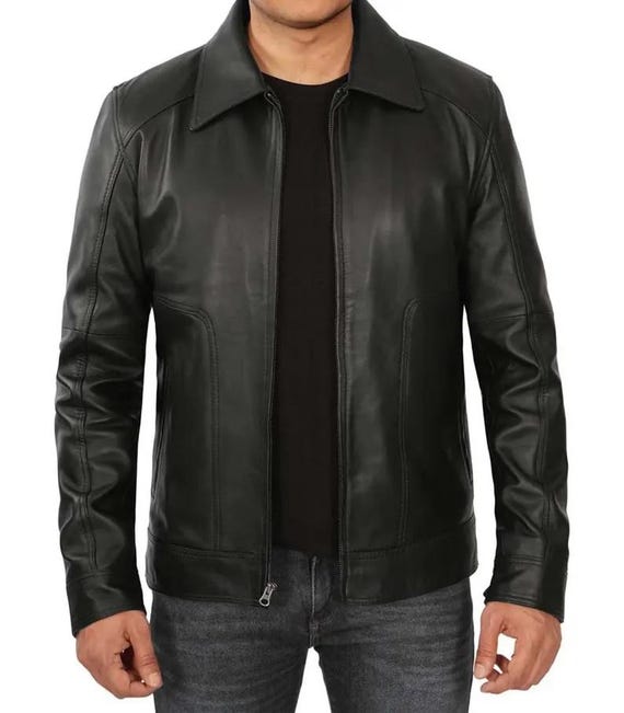Men's Genuine Lambskin Leather Harrington Jacket – Vintage Biker