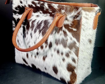 Handmade Cowhide Tote Bag | Western Hair On Leather Purse | Genuine Boho Shoulder Handbag