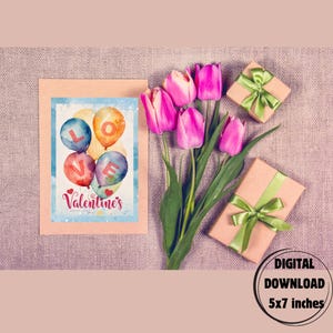 Cartão exclusivo de Dia dos Namorados, Celebração romântica, Cartão-presente Love You Girlfriend, Cartão de Dia dos Namorados para impressão 5x7 PDF Download, Cartões de amor
