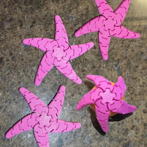 Interactive Starfish Coasters, Set of 4, Articulated Limbs, Eco-Friendly Bioplastic, Beach Decor, Nautical Gift