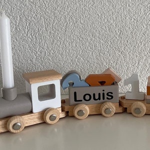 Birthday train, birthday candle, birth gift, wooden train, children&#39;s birthday, gift, baby gift, christening gift, wooden train