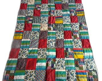 Handgemaakte patchwork quilt VTG veelkleurig 35 x 51 wieg schootkleed Boho cottage katoen