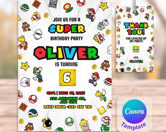 Super Mario Birthday Invitation, Editable Mario Bros Party Invite ...