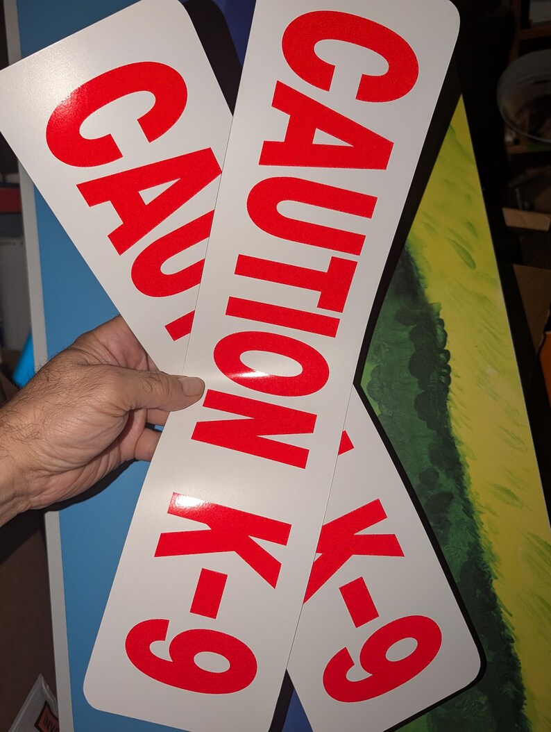 CAUTION K-9 - Decal or magnet - REFLECTIVE - Red or Blue - 3 sizes image 5