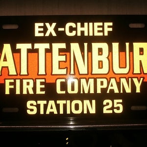 Red Line Reflective License Plate For Firefighters - All 4 Lines Personalized - Thick .040&quot; with Beautiful Reflective Lettering