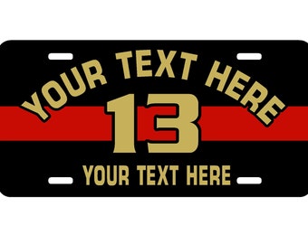 Personalized Red Line Firefighter License Plate - Reflective