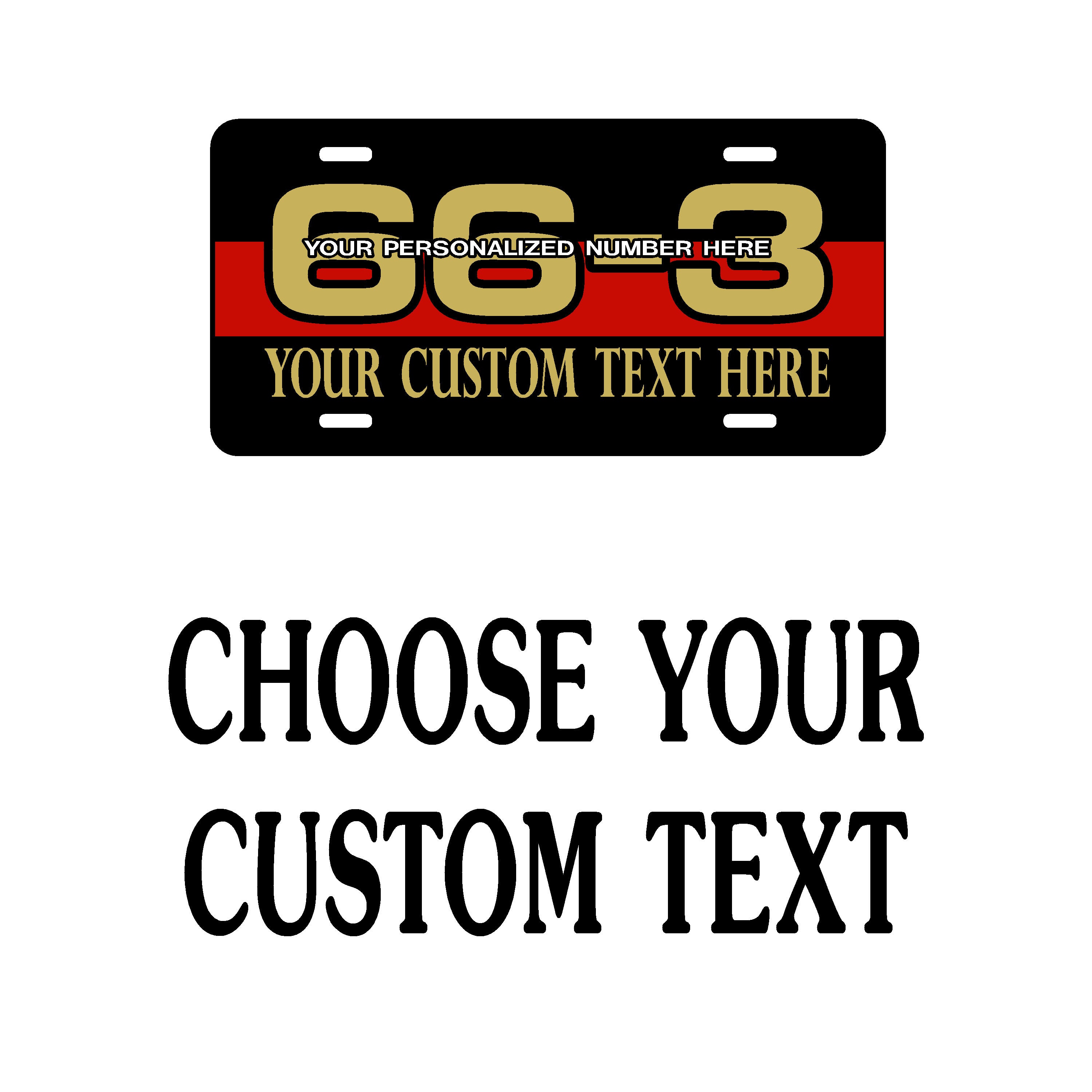 Red Line Reflective License Plate Both Lines Personalized Thick .040