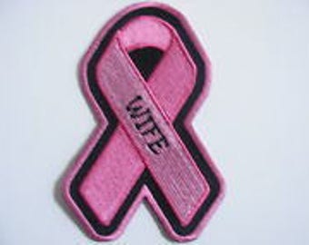 Pink Ribbon Breast Cancer Awareness Patch WIFE
