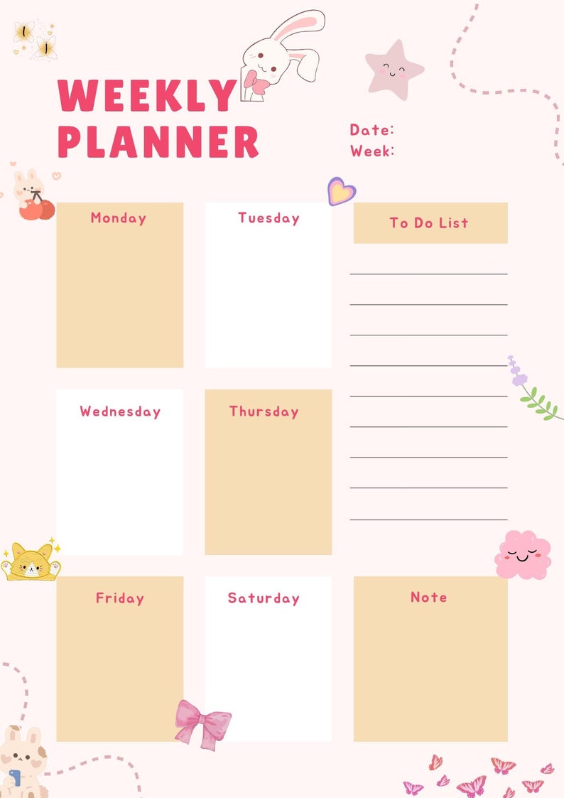 Study Planner | Printable Weekly Study Schedule | Student Organizer ...