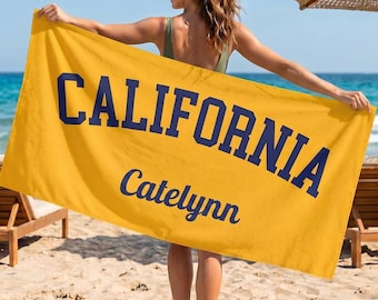 Toalla de playa personalizada con nombre, toalla de piscina personalizada, regalo para vacaciones familiares, crucero, regalo de viaje de verano para mujeres