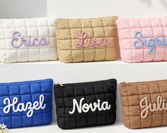 Personalisierte gesteppte Reise-Make-up-Tasche, Geburtstagsgeschenk für die beste Freundin, Urlaubsgeschenk für sie, individuelle Kosmetiktasche, Kugelfisch-Toilettenartikel
