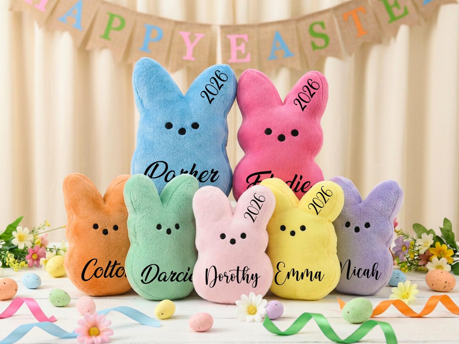 Peep Rabbbit Personalized Peep Bunny Plush, Custom Name Easter Rabbit, Embroidered ...