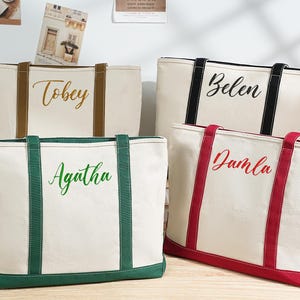 Embroidered Personalized Tote Bag,Beach Handbags, Embroidered Canvas Tote Bag, Custom Text Tote, Bachelorette Gifts, Personalized Gift