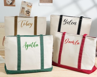 Embroidered Personalized Tote Bag,Beach Handbags, Embroidered Canvas Tote Bag, Custom Text Tote, Bachelorette Gifts, Personalized Gift