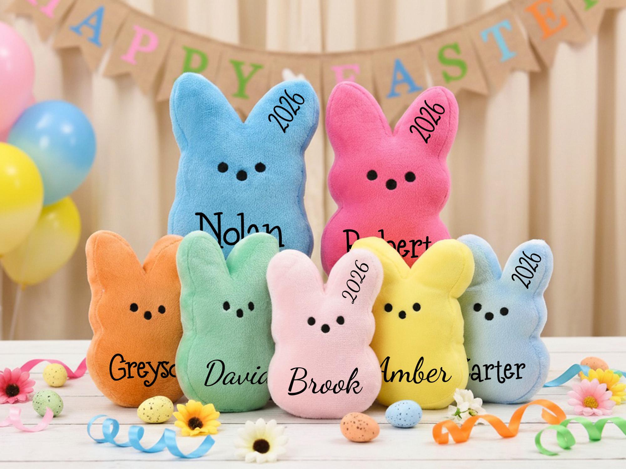 Peep Rabbbit Personalized Peep Bunny Plush, Custom Name Easter Rabbit, Embroidered ...