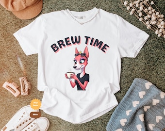 Funny Caffeinated Mama T-Shirt: Brew Time Coffee Lover Mom Life Tee