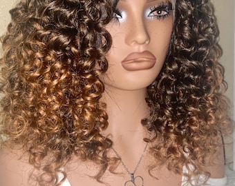 Micro Braid  / Curly Hair   Two Tone Glueless Full  Lace Wig