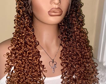 Micro Twisted  Hair / Curly Hair Glueless Full Two Tone Lace Wig