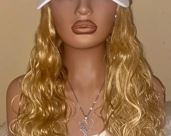 Synthetic Golden Blonde Hair attached to baseball  Cap