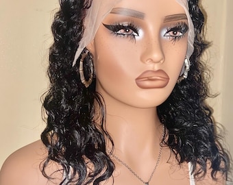 Curly Brazilian Human Hair Lace Frontal  Wig