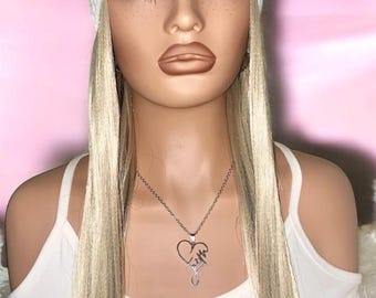 Blonde / Black  Straight Hair Headband Hairstyle:       18 Inch Synthetic Hair, Tam included