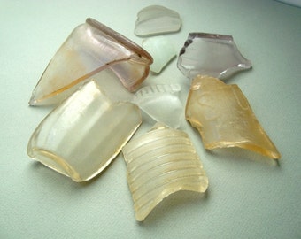 Genuine Sea Glass Assortment From Rhode Island Beaches 8 Pieces. Lavender and White. Beach Glass Ocean Summer Beachy Mosaic Glass DIY Crafts