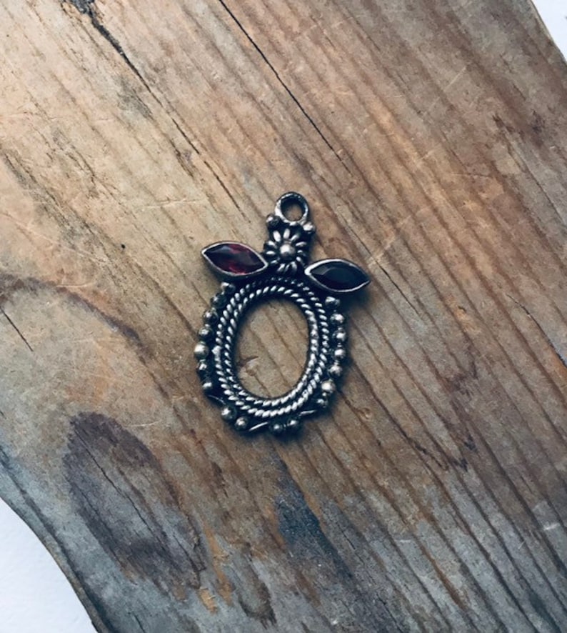 Vintage Pendant Garnet Sterling Silver January Birthstone Gifts Under 30 Dressy Statement Jewelry