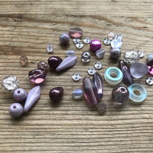 Lavender Glass Bead Assortment  - Mixed Lots. New and Vintage Glass Large Lot  DIY Beading Crafting Supplies