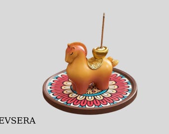 Ceramic Horse Incense Holder Oriental Aromatherapy Burner Zen Desk Decor
