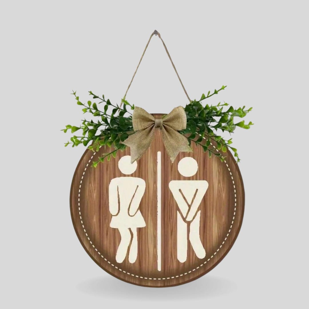 Funny Restroom Sign, Rustic Bathroom Decor, Unisex Toilet Door Sign ...