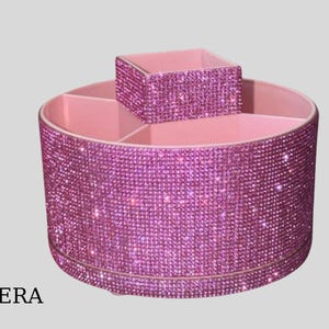 Makeup Organizer Rotierend Rosa Strass Box 360 Kosmetik Aufbewahrung Luxus