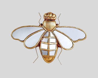Golden Hornet Beetle Wall Decor – Resin Insect Art with Mirrored Surface, 6.7x10 inch