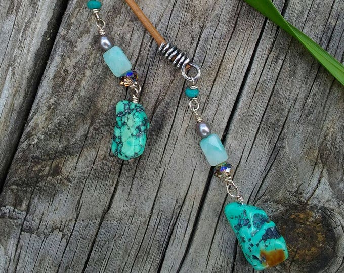 Turquoise & Leather Lariat