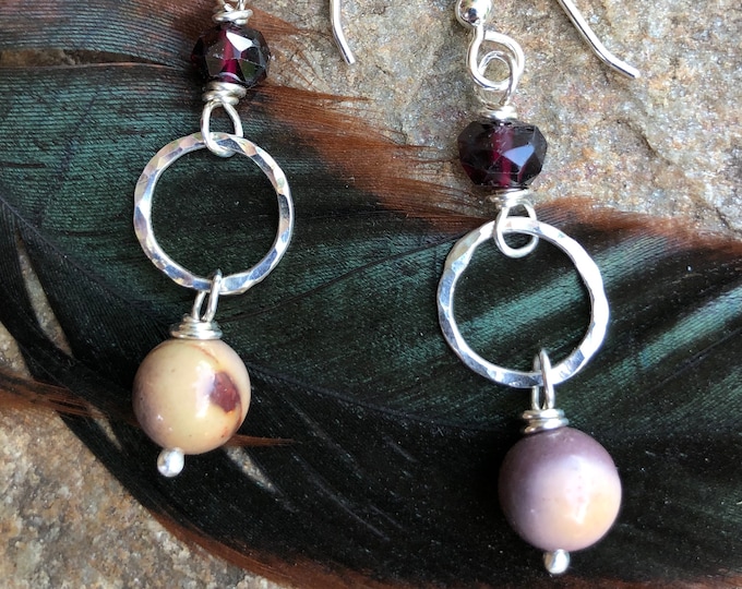 Mookaite & Garnet Sterling Earrings