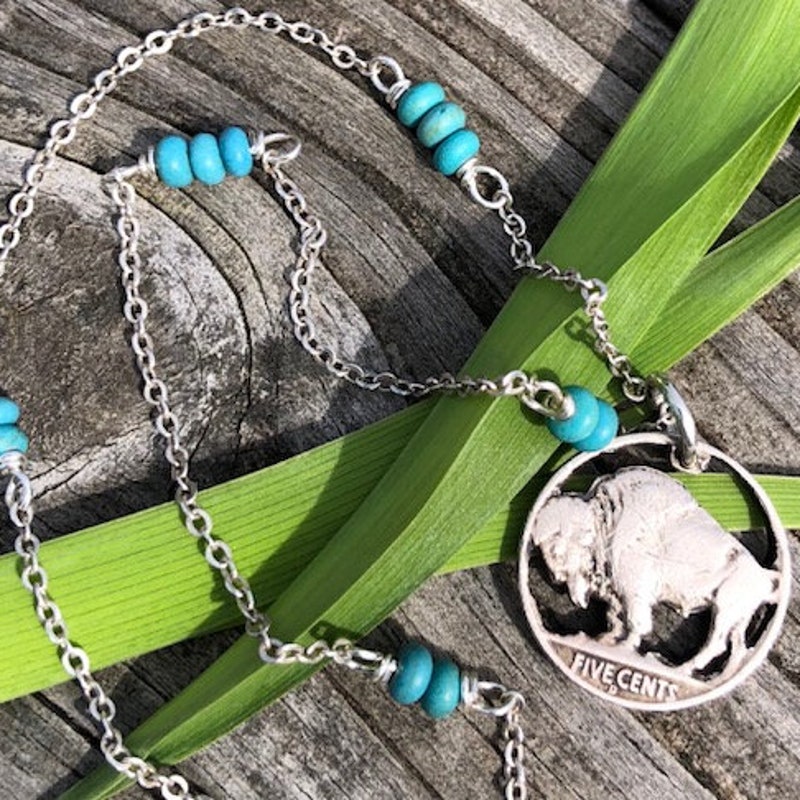 @Buffalo Nickel Gold/Turquoise Necklace main image 0
