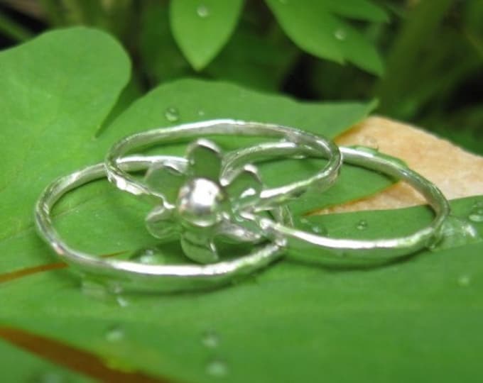 Sterling Flower Stack Rings