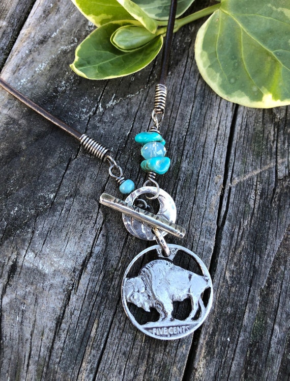 Buffalo Nickel Necklace - Beaded Buffalo Nickel Necklace - Beaded