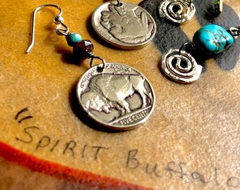 Buffalo Nickel & Sterling Earrings