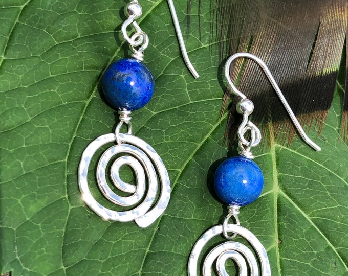 Lapis & Sterling Spiral Earrings