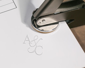 Carimbo de relevo personalizado para casamento, carimbo de monograma personalizado, selo de relevo de iniciais personalizado, carimbo de relevo para convite, carimbo de relevo para guardanapo