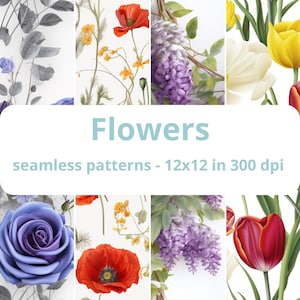 Carta digitale fiori, texture stampabili senza soluzione di continuità - Uso commerciale - DOWNLOAD immediato
