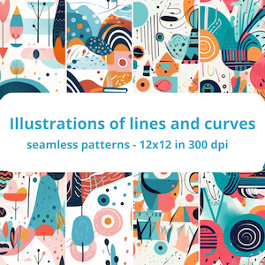 Illustrazioni moderne linee e forme, texture stampabili senza soluzione di continuità - Uso commerciale - DOWNLOAD immediato