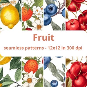 Carta digitale frutta, texture stampabili senza soluzione di continuità - Uso commerciale - DOWNLOAD immediato