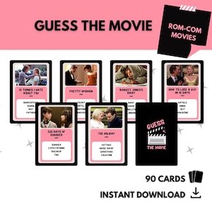 Raad de film, digitale kaartspellen, afdrukbare Engelse spellen, verboden woorden, film raden, gezelschapsspellen, instant download